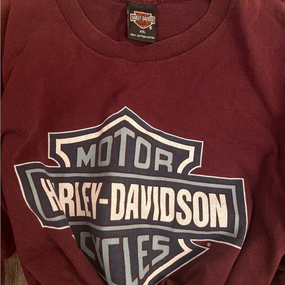 Harley-Davidson XXL worn in oversized moto Maroon tee with graphic - Picture 4 of 6